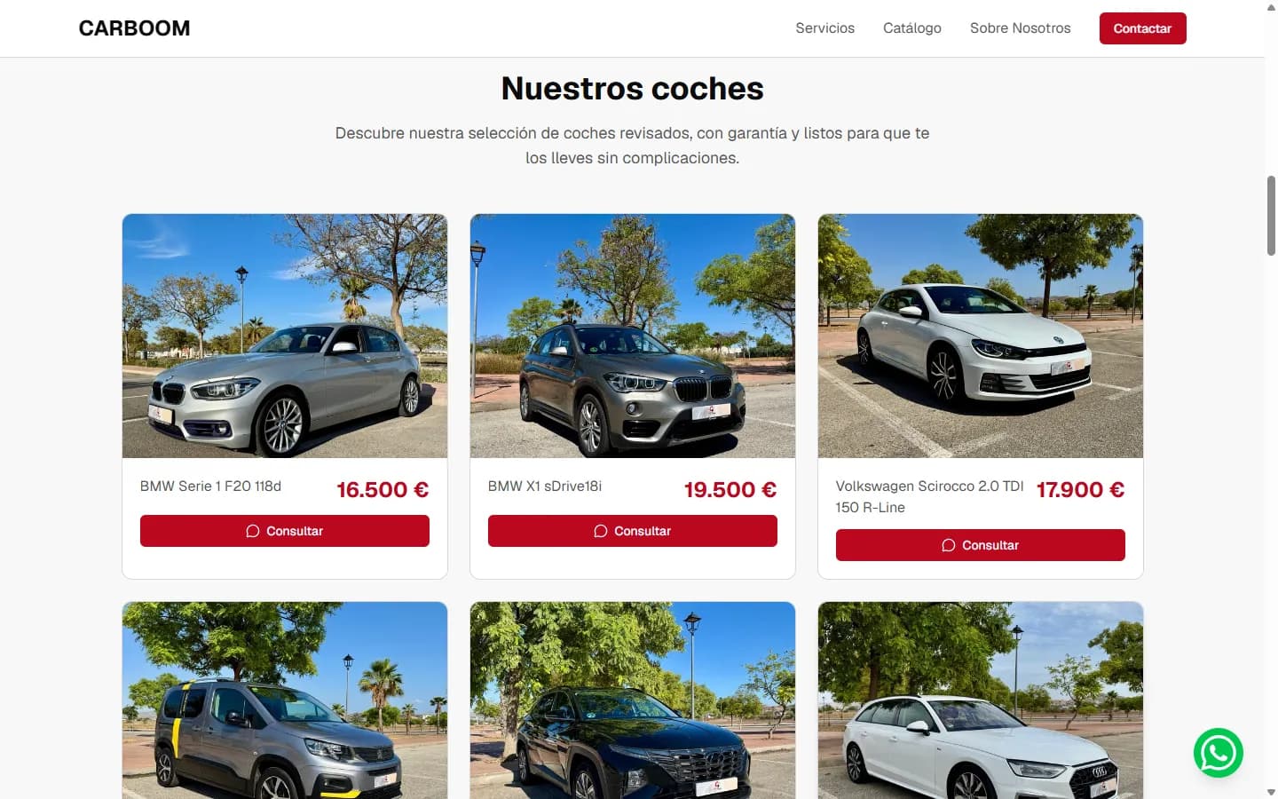 Captura de la web de CarBoom