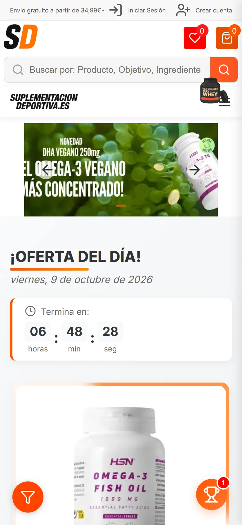 Captura de Suplementación Deportiva en móvil
